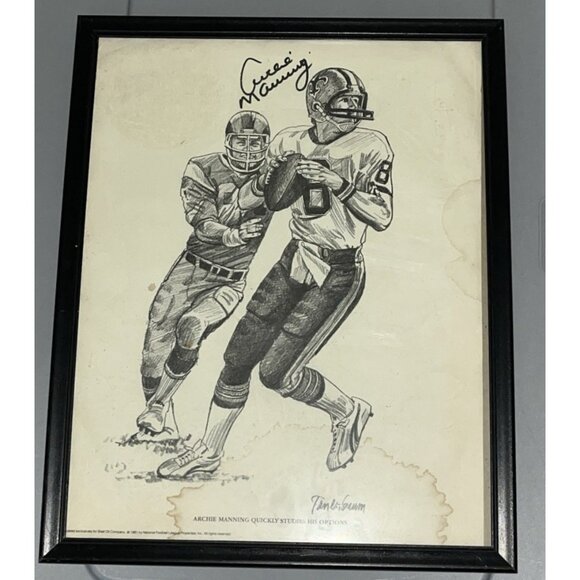 Vtg 1981 Archie Manning Autographed New Orleans Saints Framed Sharpie Signed - Picture 3 of 15